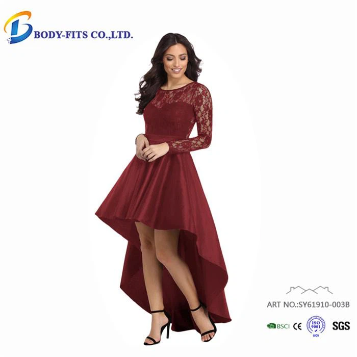 Red Lace Dress Long Sleeve