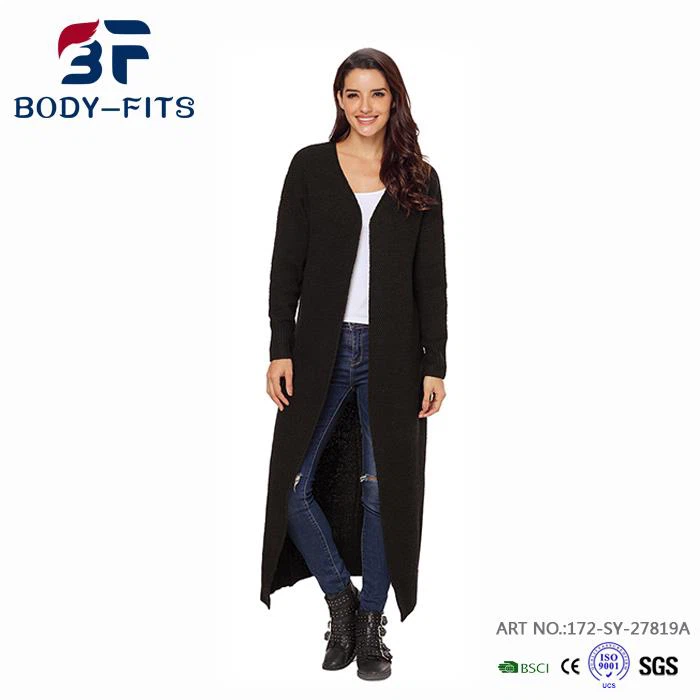 Black Long Sweater Coat Girl